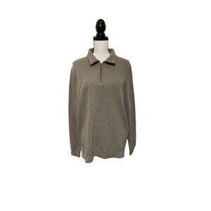 Croft & Barrow Men's Quarter Zip Fleece Sweatshirt Size M Beige